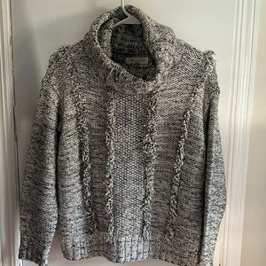 EUC Lou & Grey by Loft cowl neck fringe detail sweater